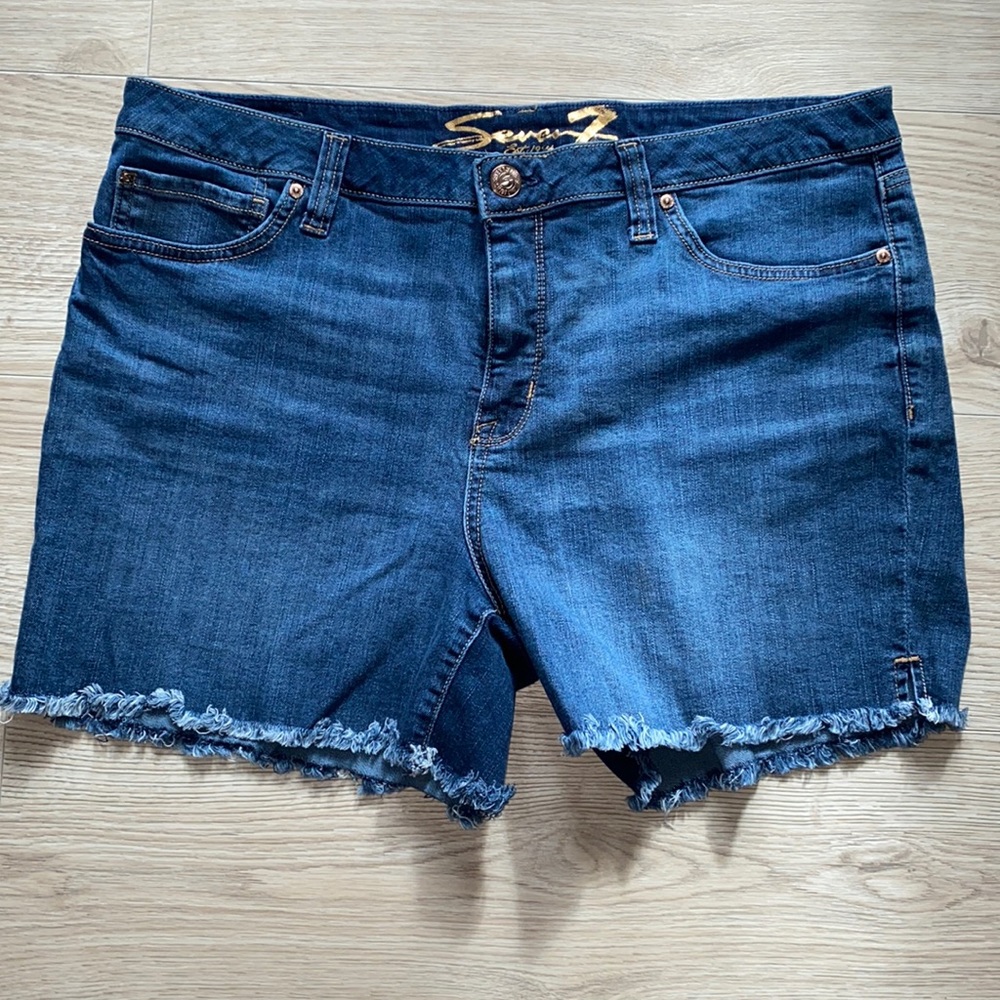 Seven 7 Jean Shorts Distressed Trim